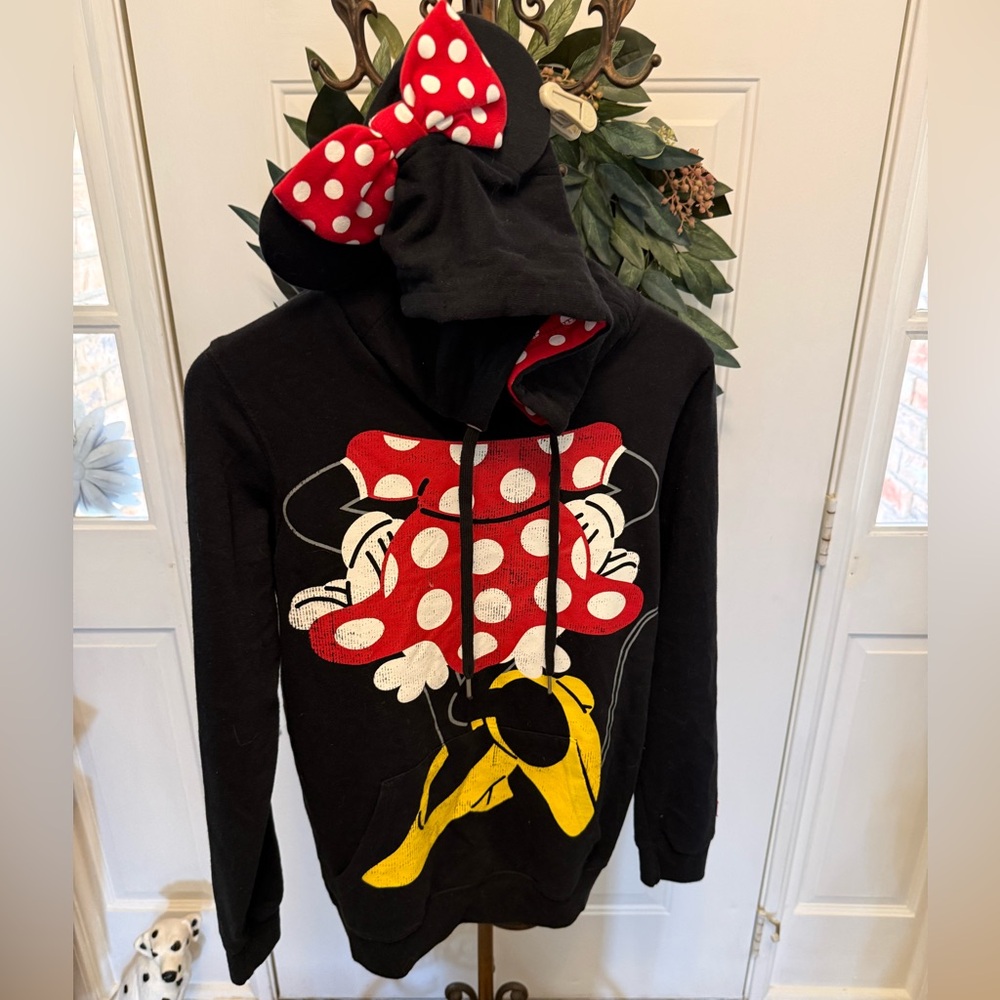 Disney Parks Minnie Mouse Hooded Sweatshirt with Mouse Ears and Bow M